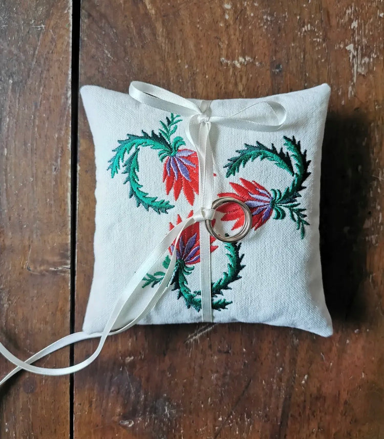 New! Handmade Embroidered Wedding Ring Pillow | Slovenian Wedding
