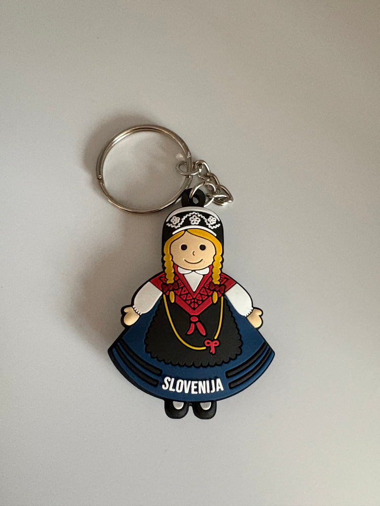 Slovenian Folklore Dancer Keychains – Traditional Noša Girl & Boy Designs