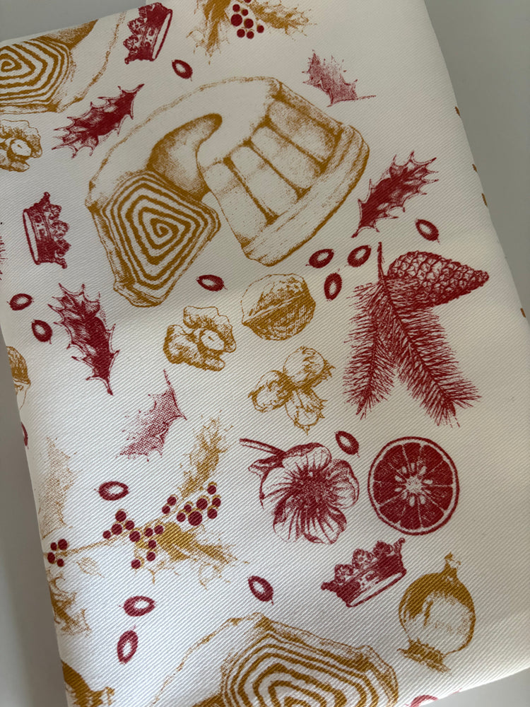 Festive Tea Towel – Slovenska Kuhinja Dual Design | Vesele Praznike & Slovenska Kuhinja | Handmade Slovenian Kitchen Linen