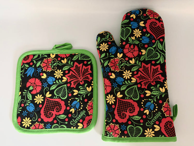 Slovenija Oven Mitt & Pot Holder Set – 2-Piece Kitchen Essentials