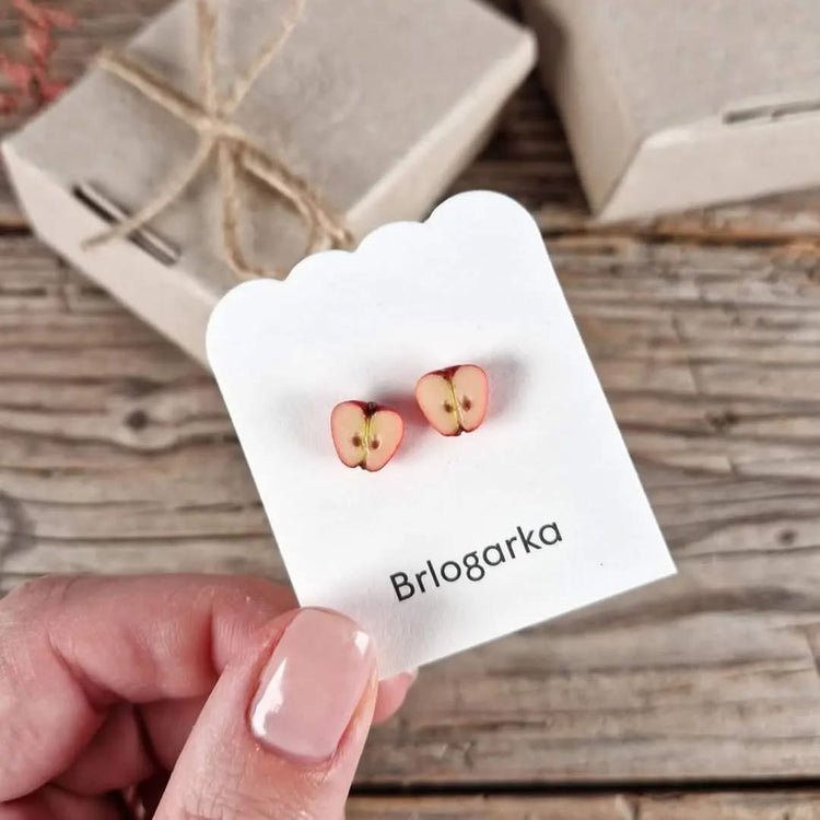 Small Apple Design – Slovenian Handmade Polymer Clay Earrings