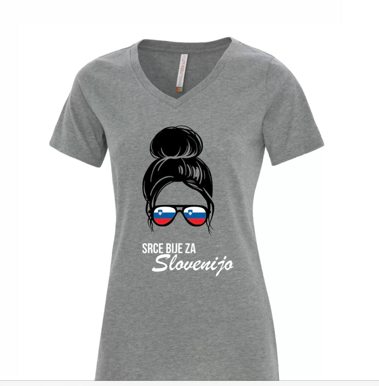 Ladies Tee – Srce Bije za Slovenijo (My Heart Beats for Slovenia) | Classic Fit