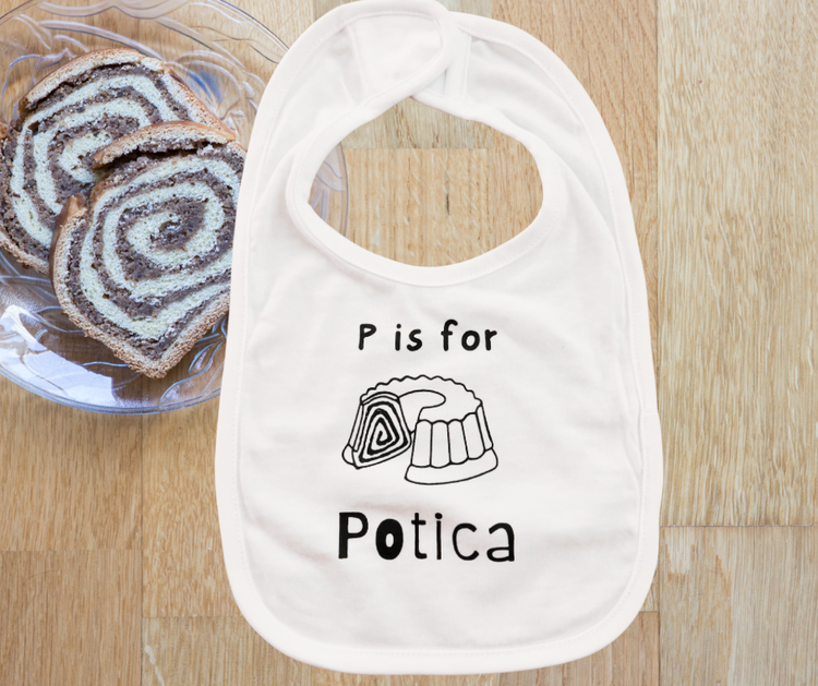 P is for Potica Baby Bib | Slovenian Baby Bib