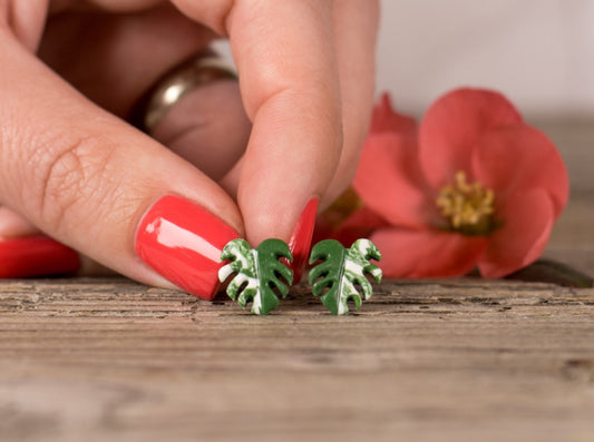 NEW! Green Monstera Variegata Earrings |HANDMADE 🇸🇮 EARRINGS