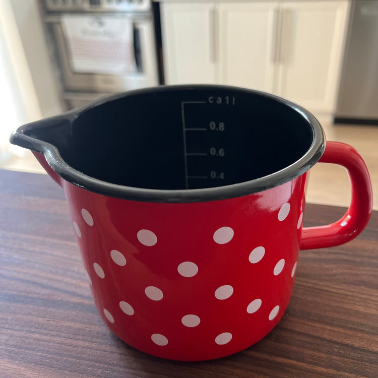 Slovenian 1L Measuring Cup | Red with White Polka Dots | MADE IN SLOVENIA by EMO