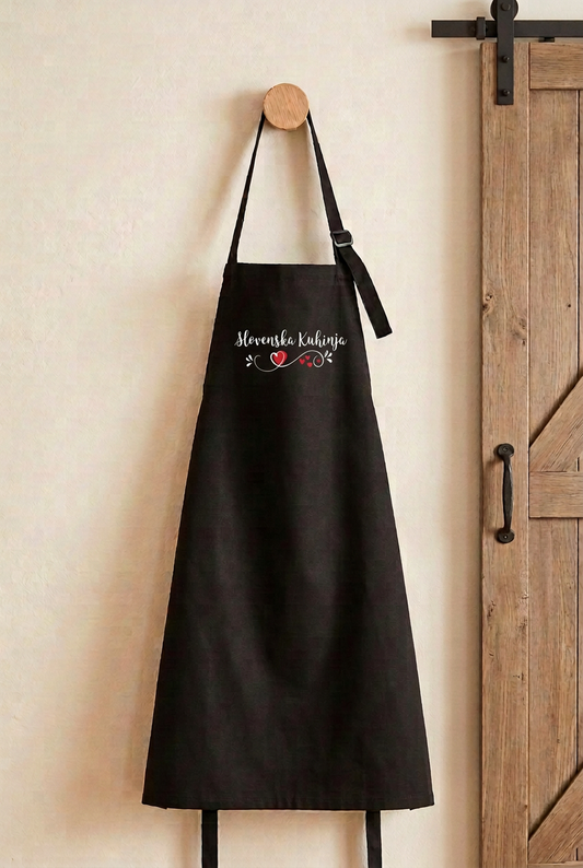 Apron with a sharper, more legible logo