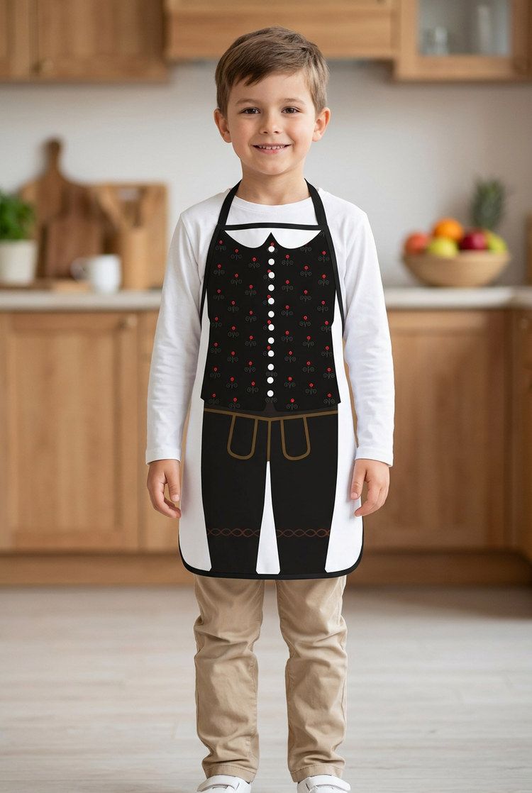New version of a boy wearing the Slovenian noša apron