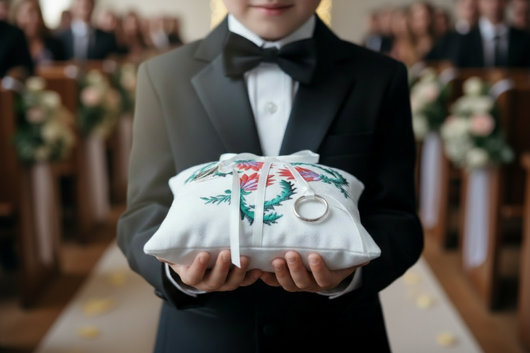 Ring Bearer Walking Down Aisle - Close Up Pillow