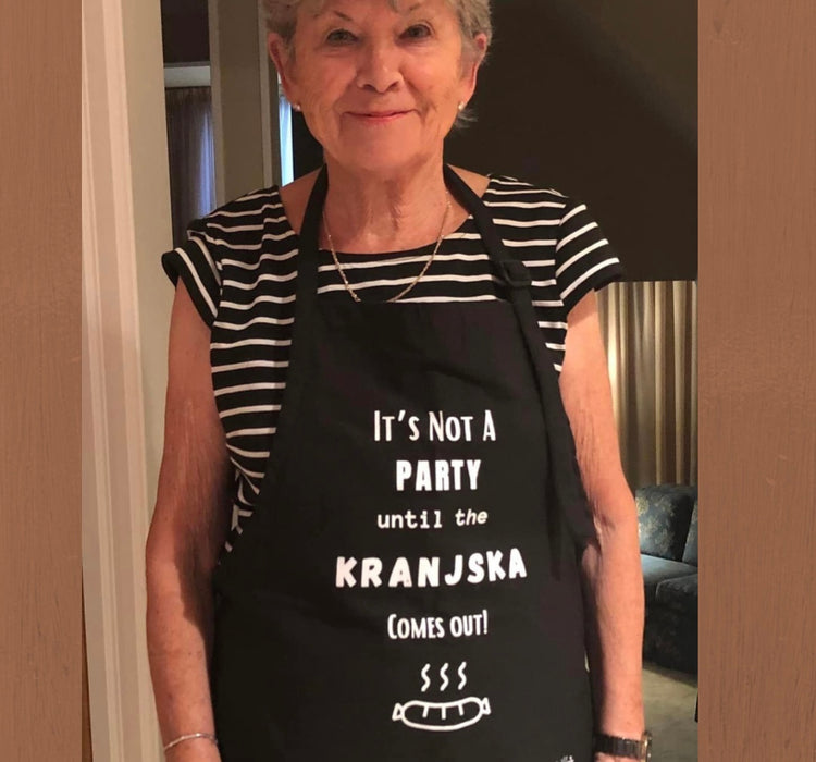 It’s not a party until the Kranjska comes out | Funny Slovenian Apron
