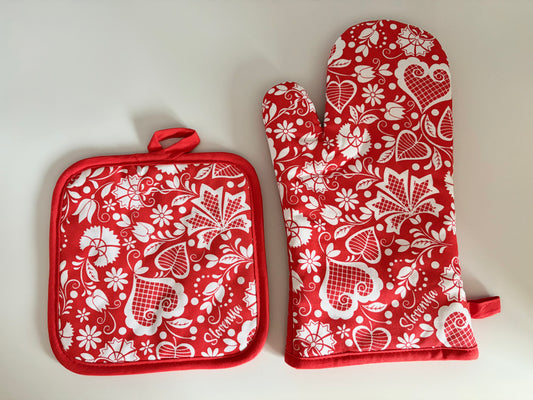 Slovenija Oven Mitt & Pot Holder Set – 2-Piece Kitchen Essentials