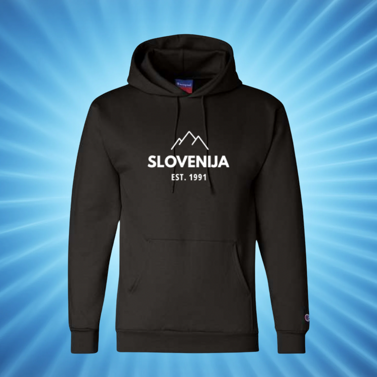 Slovenija Hoodie – Champion sweatshirt inspired by Slovenian heritage and family traditions