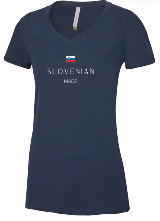 “Slovenian Made” Ladies V-Neck T-Shirt – Bestselling Design