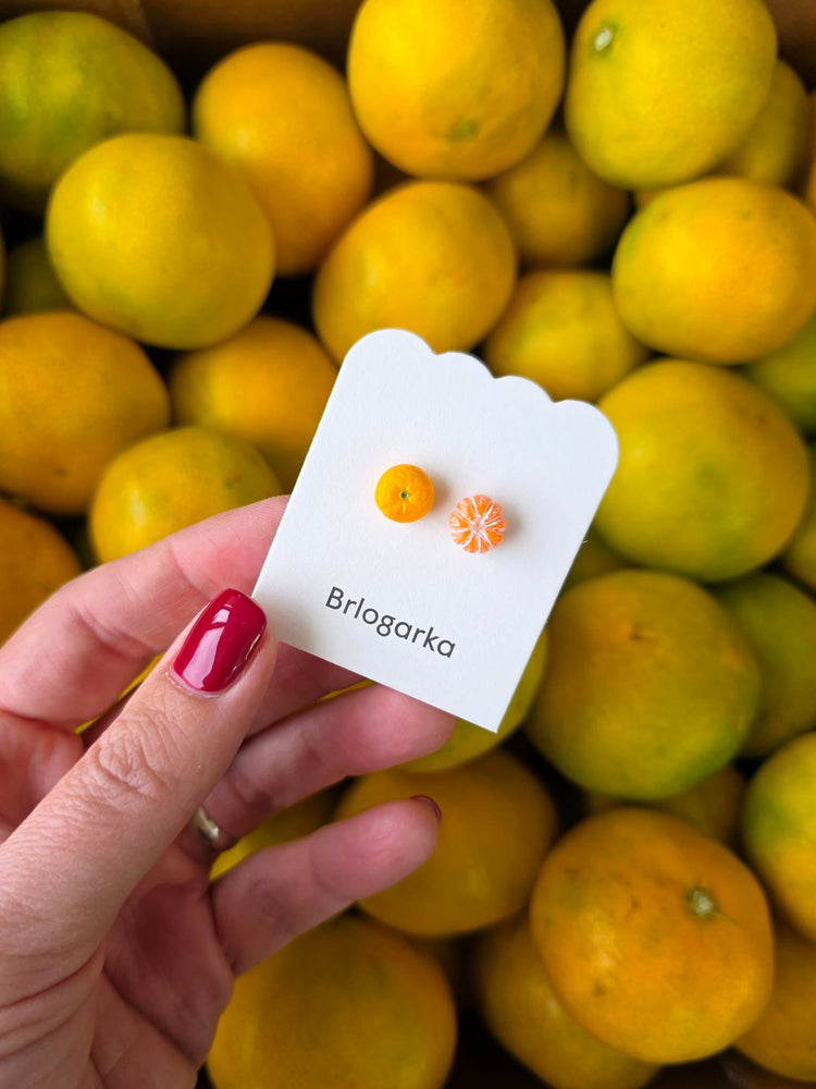 Mandarin Fruit Earrings – Slovenian Handmade Polymer Clay Design