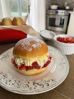 Slovenian Berlinski Krofi Recipe | Classic Donuts Filled with Strawberry & Pudding Cream