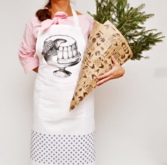 POTICA | Slovenian Apron | White Cotton | Handmade in Slovenia