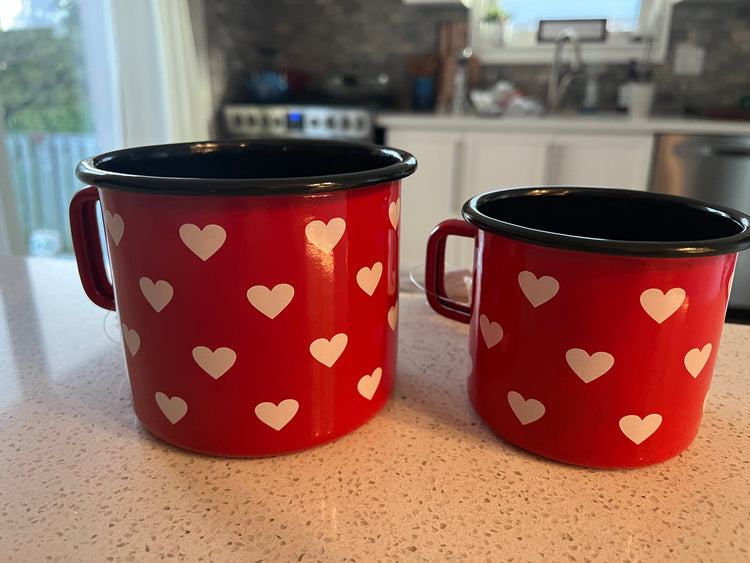 Slovenian Mug Red with White Hearts | Made in Slovenia | *Available in 2 sizes