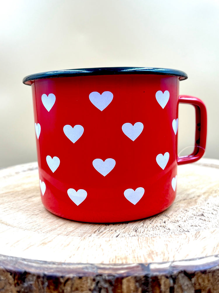 Slovenian Mug Red with White Hearts | Made in Slovenia by EMO | *Available in 2 sizes