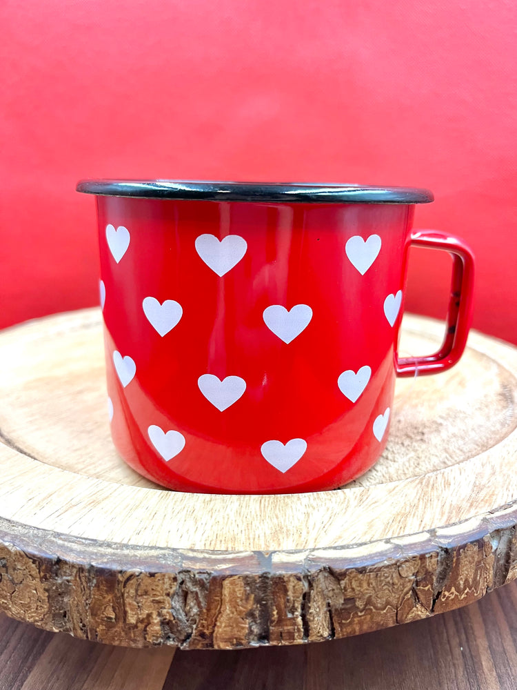 Slovenian Mug Red with White Hearts | Made in Slovenia by EMO | *Available in 2 sizes