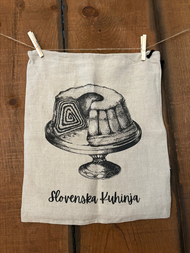 Large Bread Bag with Potica Design | Slovenian Bread Bag | Handmade in Slovenia