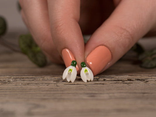 NEW! Snowdrop White Flower | Zvončki | Novelty Slovenian Earrings