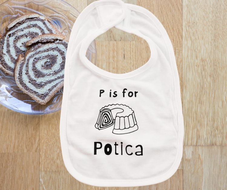 NEW! P is for Potica Baby Bib | Slovenian Baby Bib