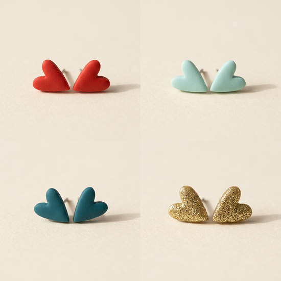 Heart earrings in Red, Tiffany Blue, Teal and Gold Sparkle