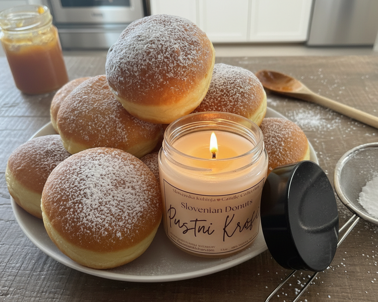 Krofi Candle Nestled Among Donuts - No Lid