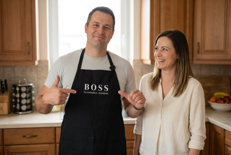 Man playfully claiming he’s the boss while his partner laughs