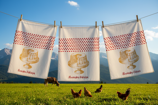Potica Tea Towels on Slovenian Laundry Line