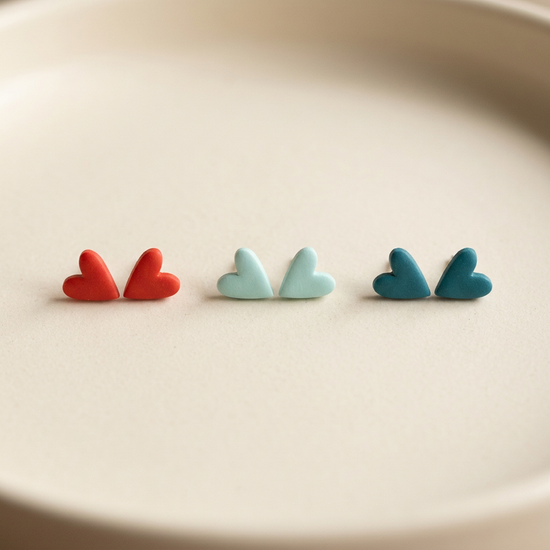Red, Tiffany Blue and Teal heart earrings together