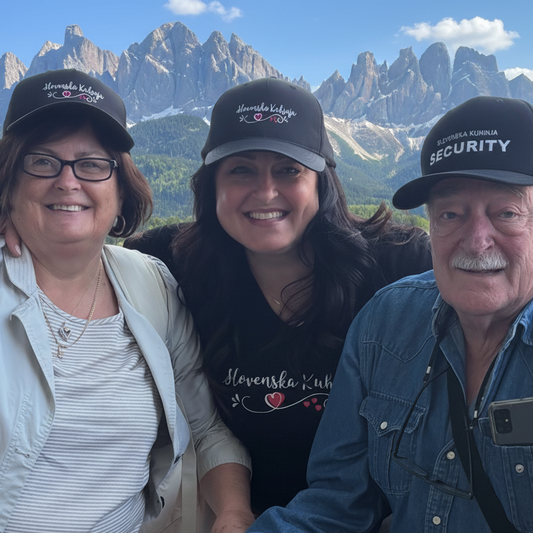 Slovenska Kuhinja Caps - Slovenian Alps Background